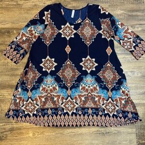 Paisley Grace Dress Womens 2X/3X Boo Y2K Madallon Mandale Print Indie Flowy core